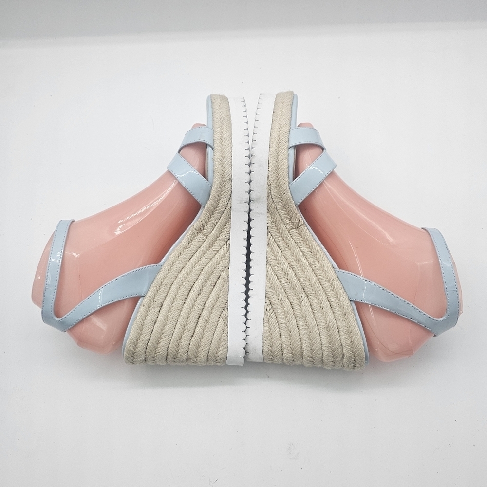 Stuart Weitzman Catlina Patent Leather Espadrille Wedge Sandals Baby Blue 7.5 - Picture 7 of 15